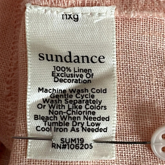 Sundance Linen Embroidered Balloon Sleeve Blouse in Peach - Size Medium - Picture 6 of 6